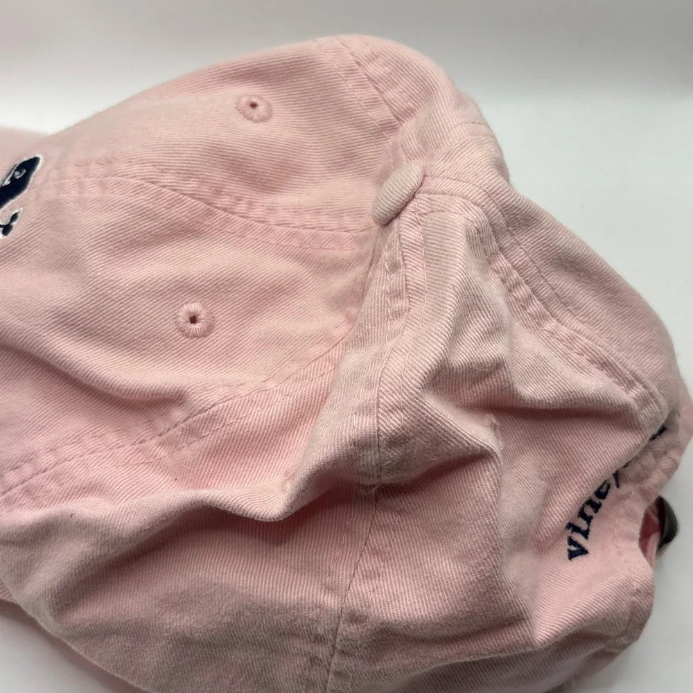 Baseball Cap Vineyard Vines Pink 100% Cotton Whale Logo Adjustable Hat Preppy
